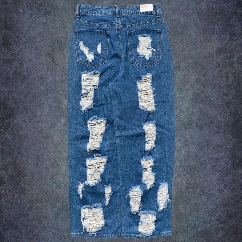 crazy distressed wide leg jnco type polar 93 type jeans